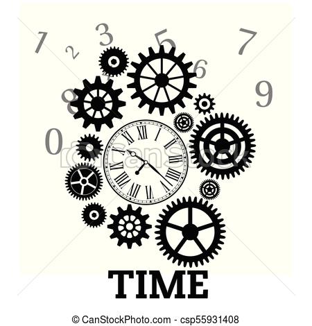 450x470 time clock gears cog background vector image