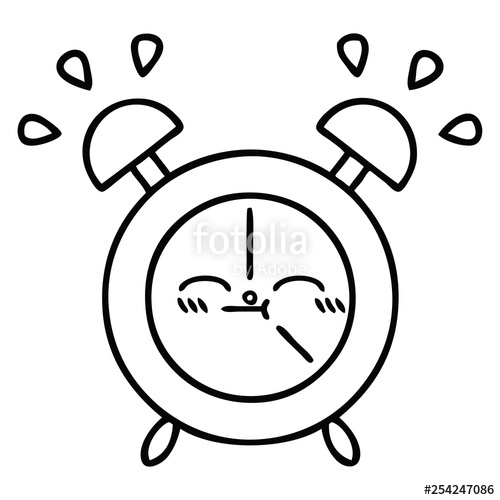 500x500 Line Drawing Cartoon Alarm Clock Stock Image And Royalty Free