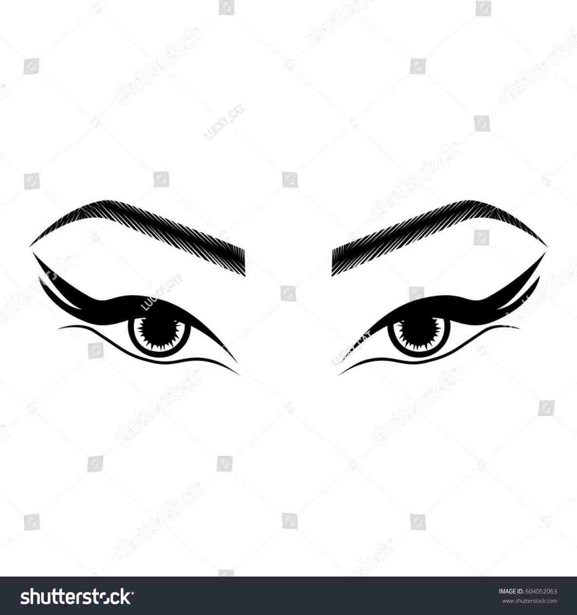 1185x1264 Closed Eye Drawing With Makeup Four Lashes Brows Silhouettes Stock
