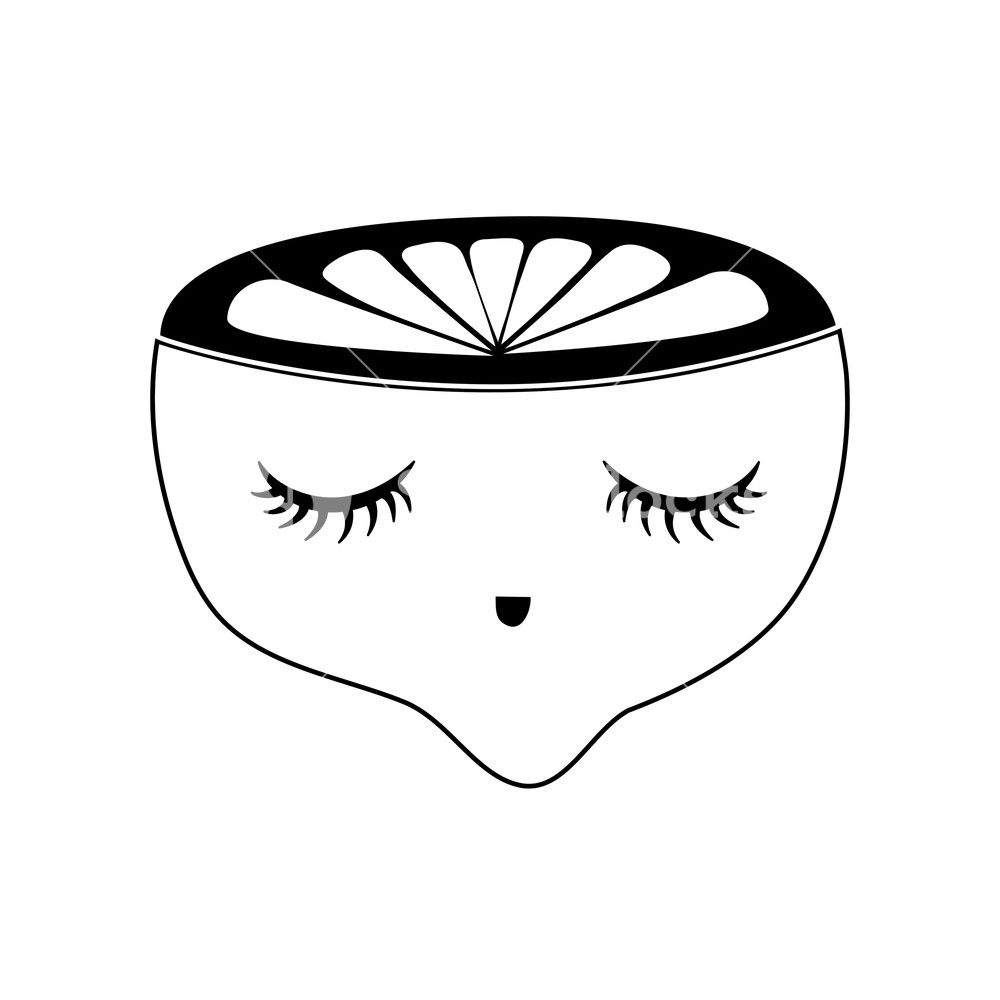 1000x1000 Contour Lemon Fruit Kawaii With Closed Eyes Vector Illustration