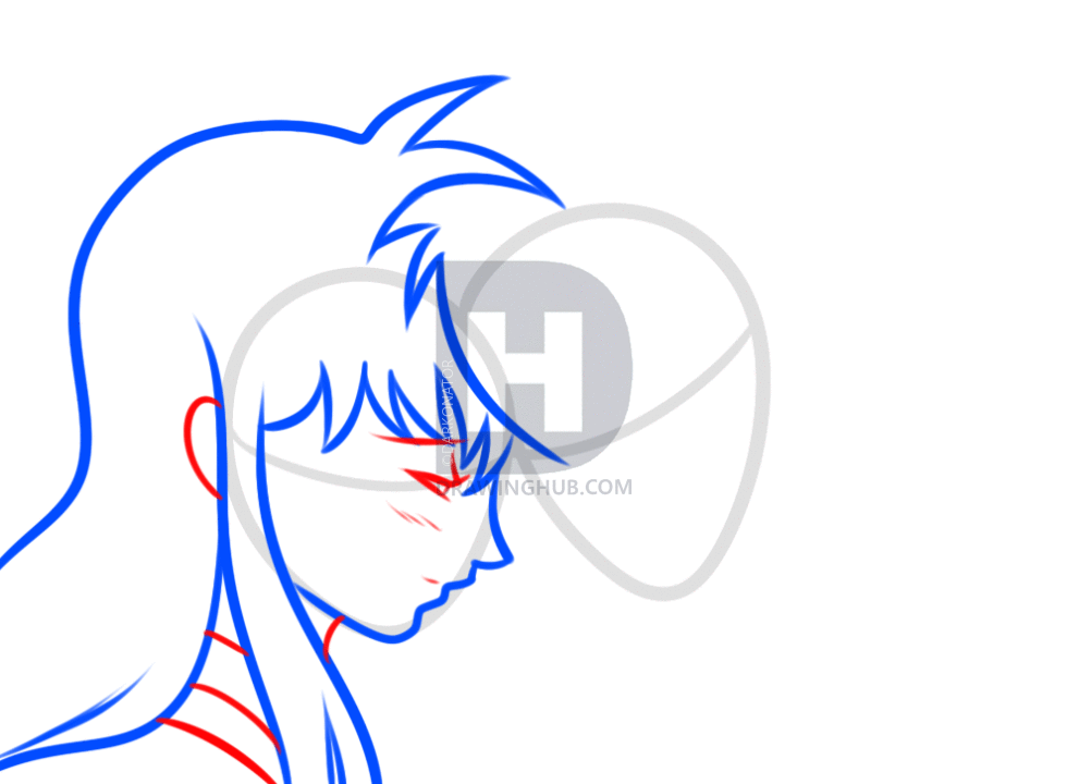 991x720 How To Draw Inuyasha And Kagome, Step