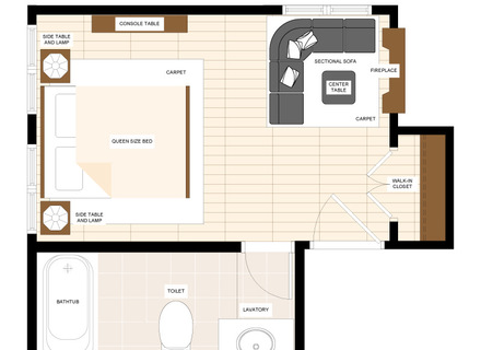 440x320 Empty Master Bedroom With Walk In Closet Stock Photo, And Bath