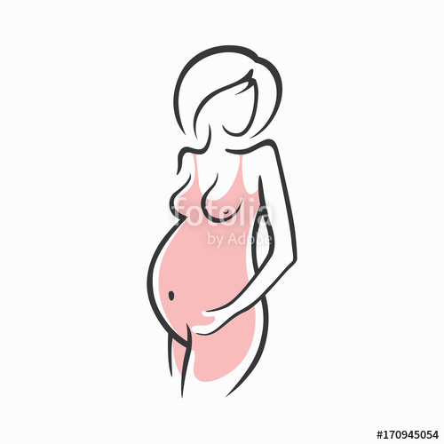 500x500 Drawing Linear Beautiful Pregnant Girl In Pink Clothes Birth