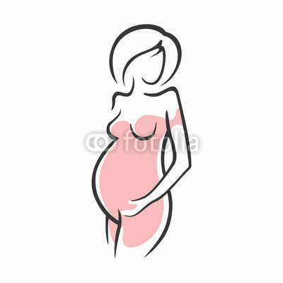 400x400 Drawing Linear Beautiful Pregnant Girl In Pink Clothes Birth