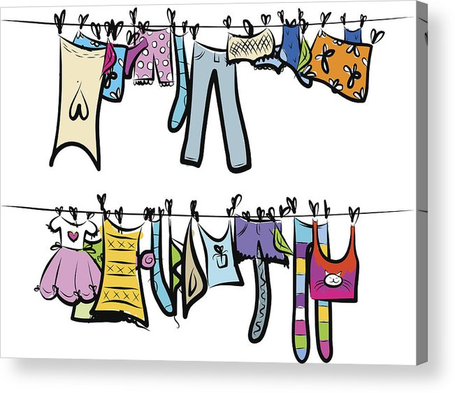 651x562 Clothes On The Clothesline Sketch For Your Design Acrylic Print