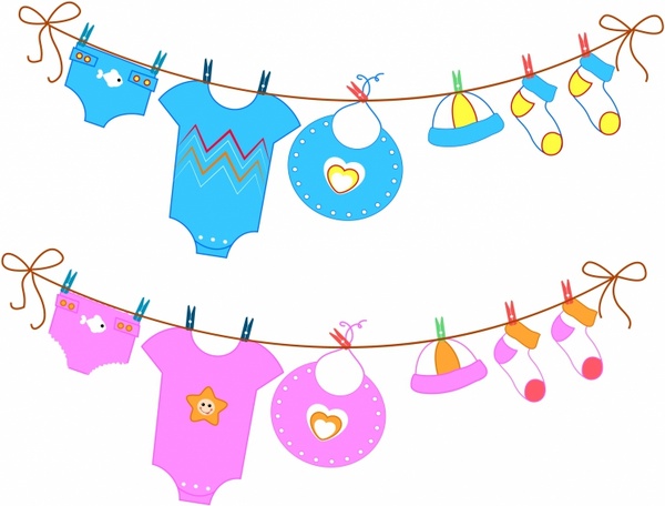 600x456 Sketchy Baby Clothes On Clothesline Free Vector In Adobe