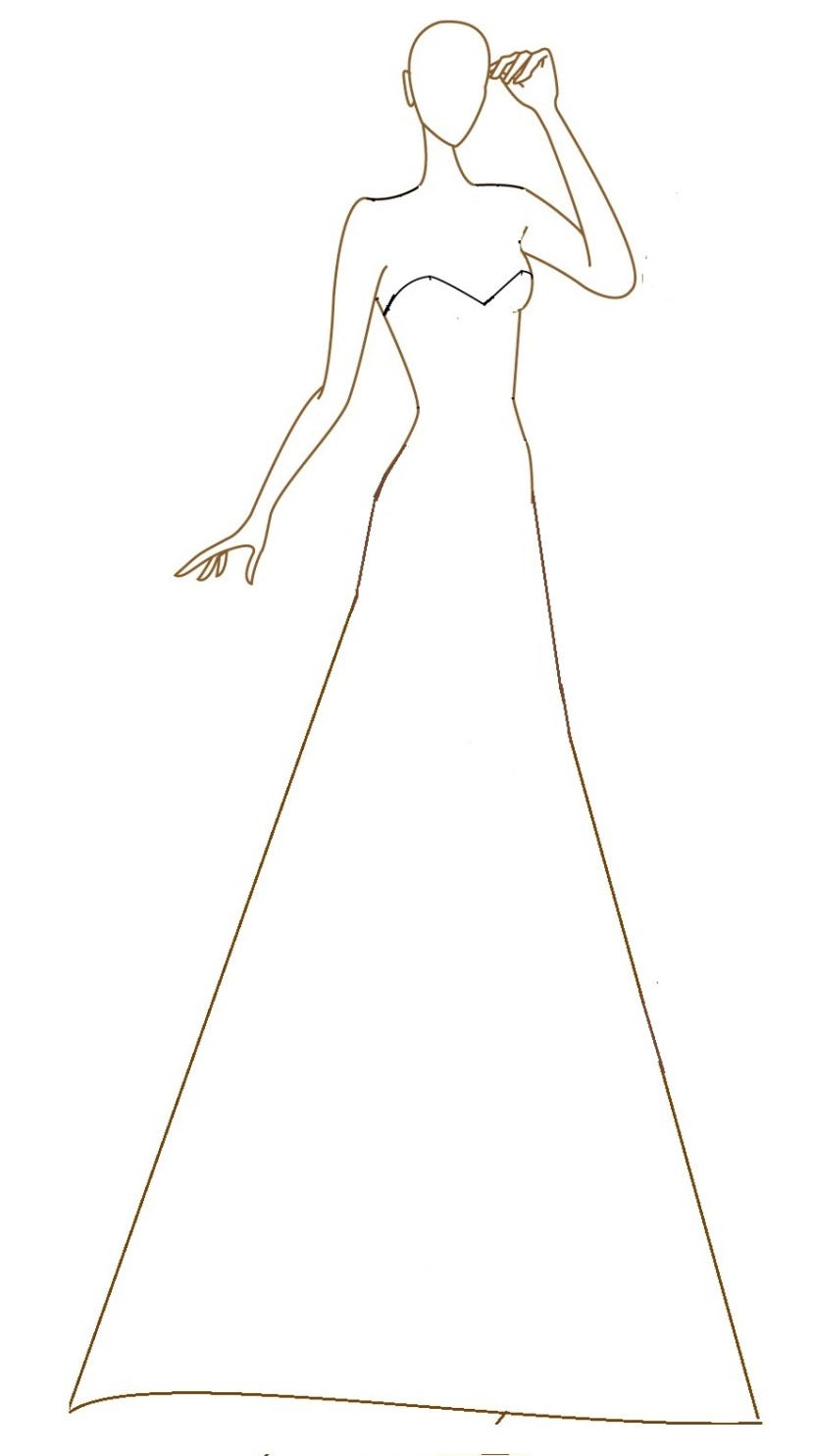 830x1484 Wedding Dress Outline