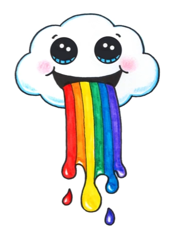 349x454 Cloud Puking A Rainbow Artdrawings Kawaii Drawings, Cute
