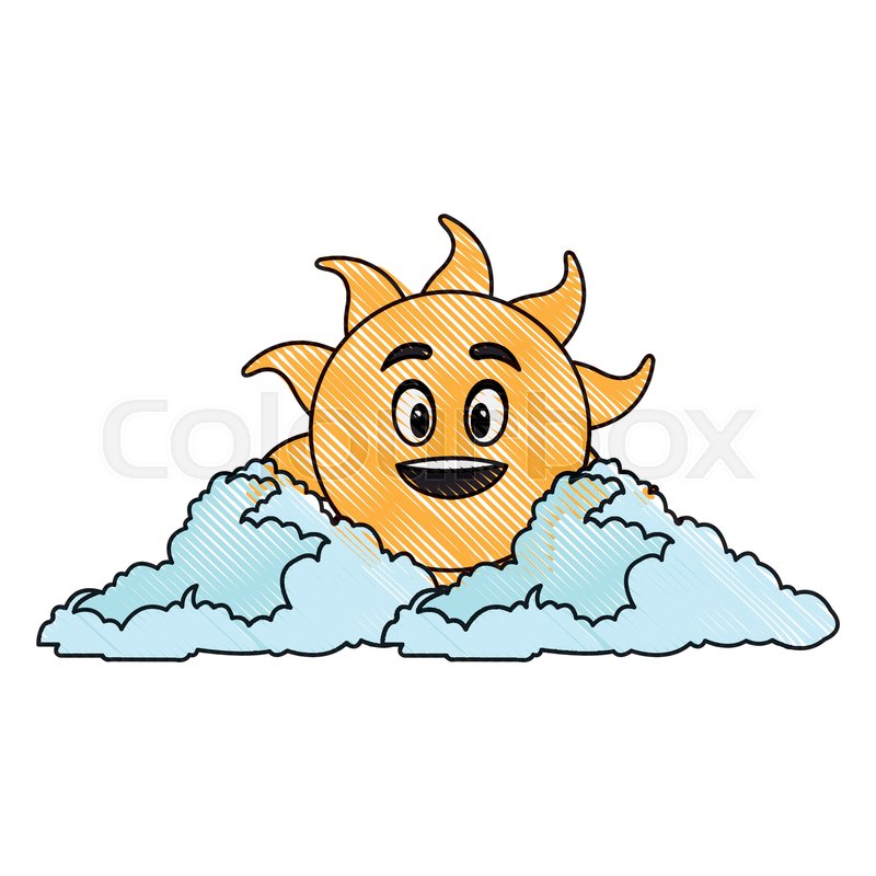 800x800 Drawing Cute Smiling Cartoon Sun And Stock Vector Colourbox