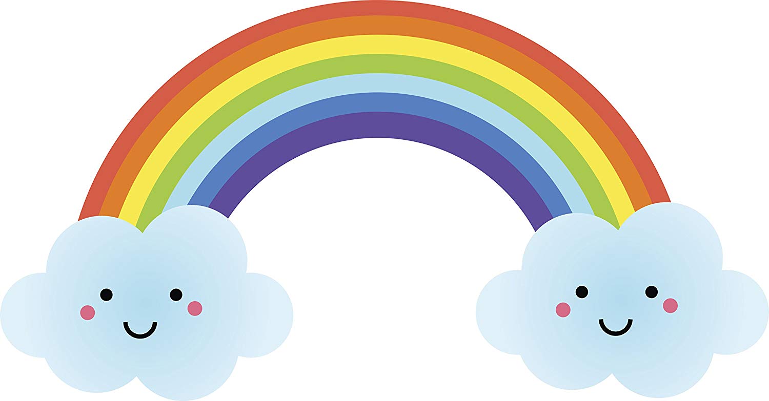 1500x783 Happy Rainbow Clouds Cartoon Drawing Emoji Vinyl Decal