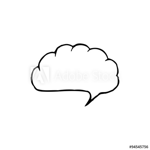 500x500 Line Drawing Cartoon Speech Balloon Cloud