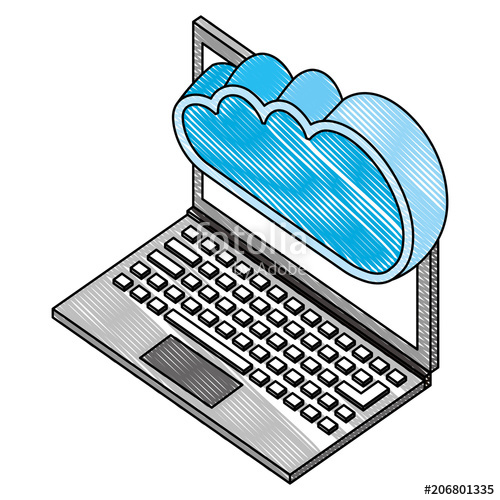 500x500 Laptop Cloud Computing Storage Data Server Isometric Vector
