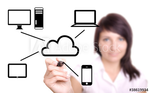 500x309 Young Woman Drawing Cloud Computing Diagram