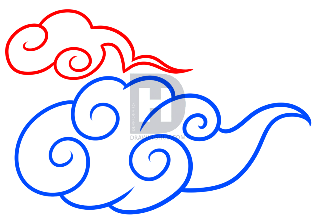 1038x720 How To Draw Anime Clouds, Step