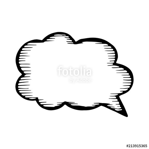 500x500 dialog box of a cloud drawing of a hand drawn monochrome vector
