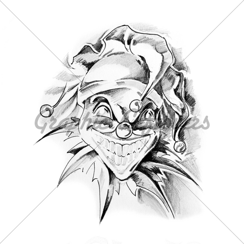 500x500 Sketch Of Tattoo Art, Clown Joker Gl Stock Images