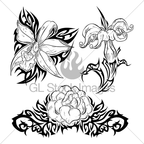 500x500 Tattoo With Flowers Gl Stock Images