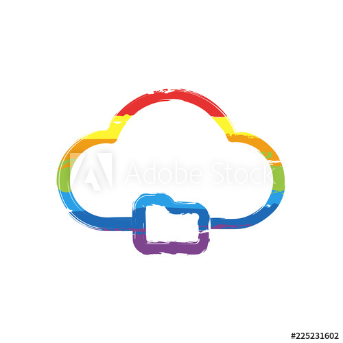 500x500 Outline Simple Cloud And Folder Linear Symbol With Thin Outline