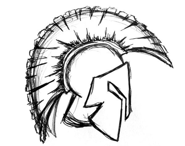 600x473 Helmet Tattoo Warrior Sketch Design