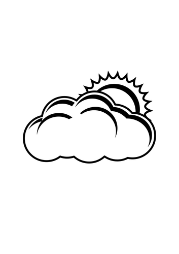 353x500 Clip Art Of Black And White Cloudy With Some Sun Day Sign Public