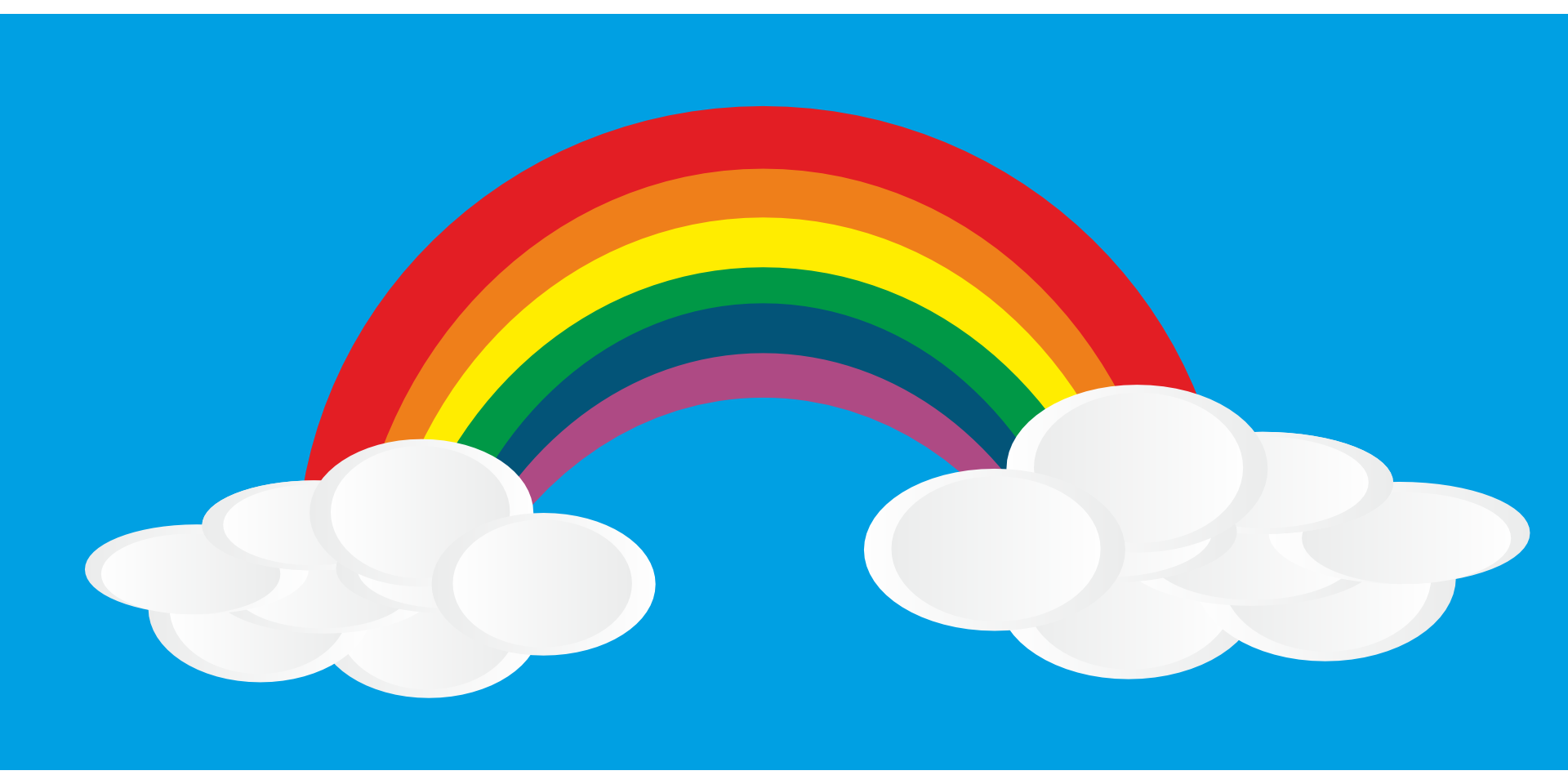 1920x960 Rainbow Blue Sky White Clouds Drawing Free Image