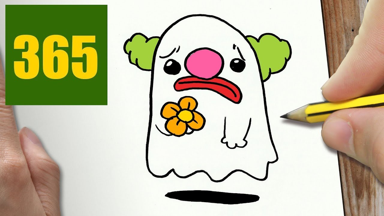 1280x720 How To Draw A Ghost Clown Cute, Easy Step