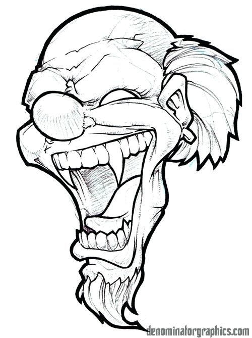 500x669 Drawings Of Clowns Scary Clown