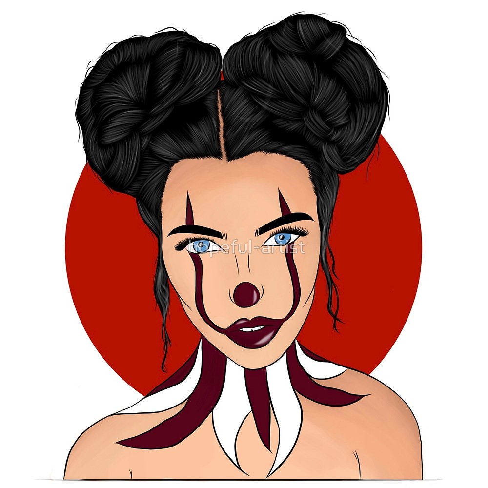 1000x1000 Girly Clown Digital Drawing