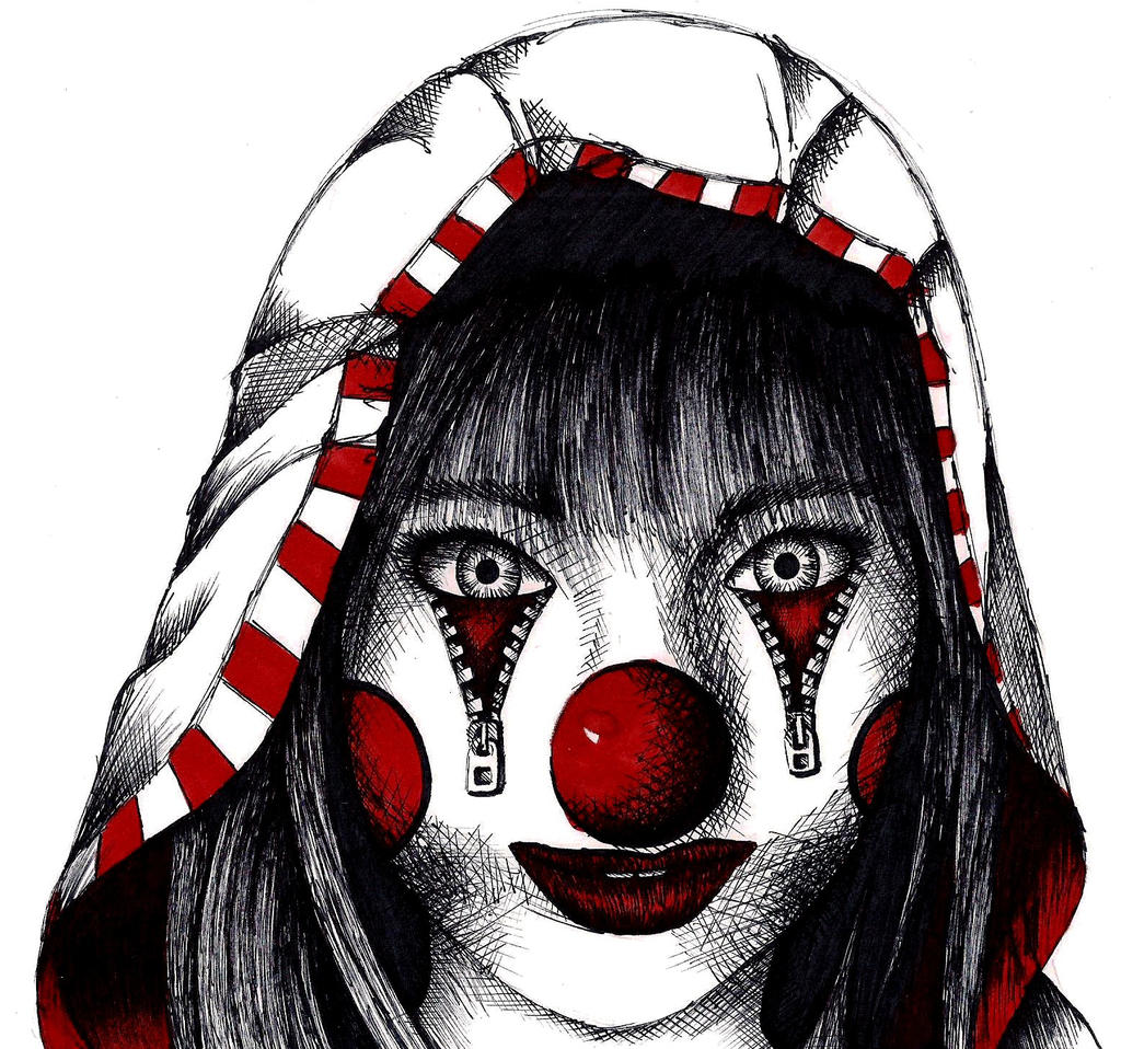 1024x958 Clown Girl Black Red White