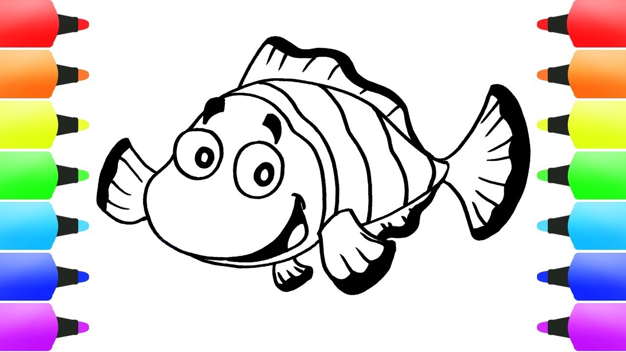 1280x720 How To Draw Clownfish Coloring Pages Clown Fish Drawing Videos