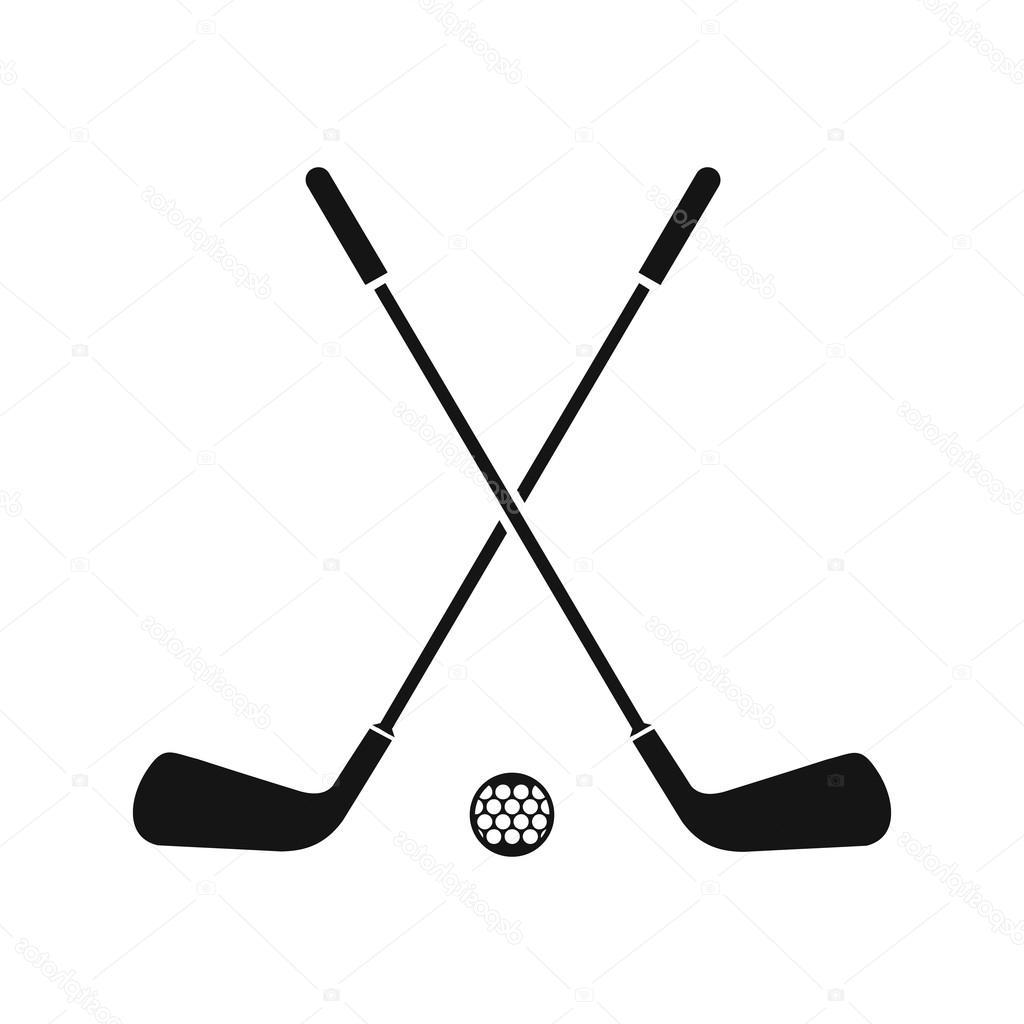 1024x1024 Top Crossed Golf Club Silhouette Drawing Free Vector Art, Images