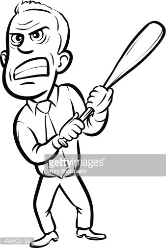 338x506 Whiteboard Drawing Businessman Holding A Baseball Club Premium