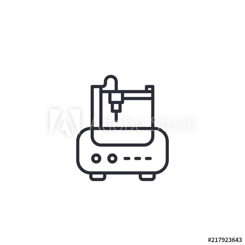 500x500 Milling Machine, Cnc Line Icon