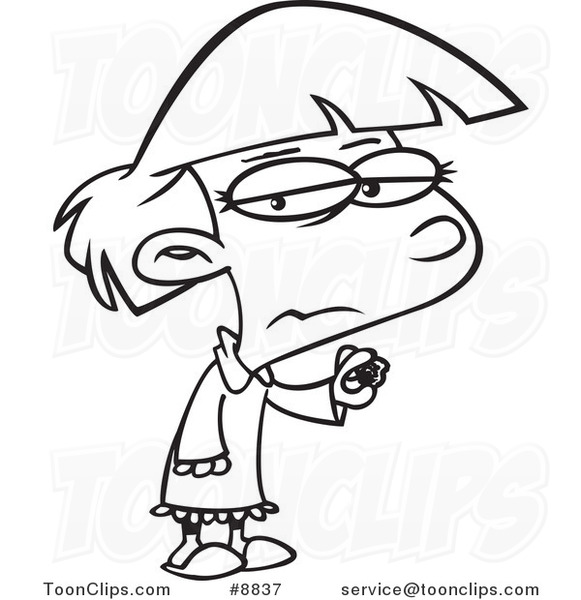 581x600 Cartoon Black And White Line Drawing Of A Girl Holding Coal