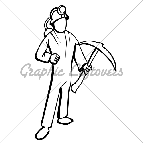 500x500 Simplified Miner Illustration In Black And White Gl Stock Images