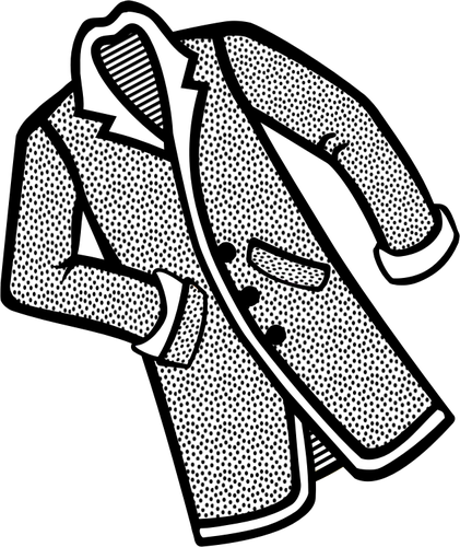 421x500 Spotty Ladies Coat Line Art Vector Drawing