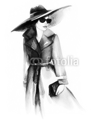 350x400 Woman In Coat Street Fashion Style Hand Drawing Illustration