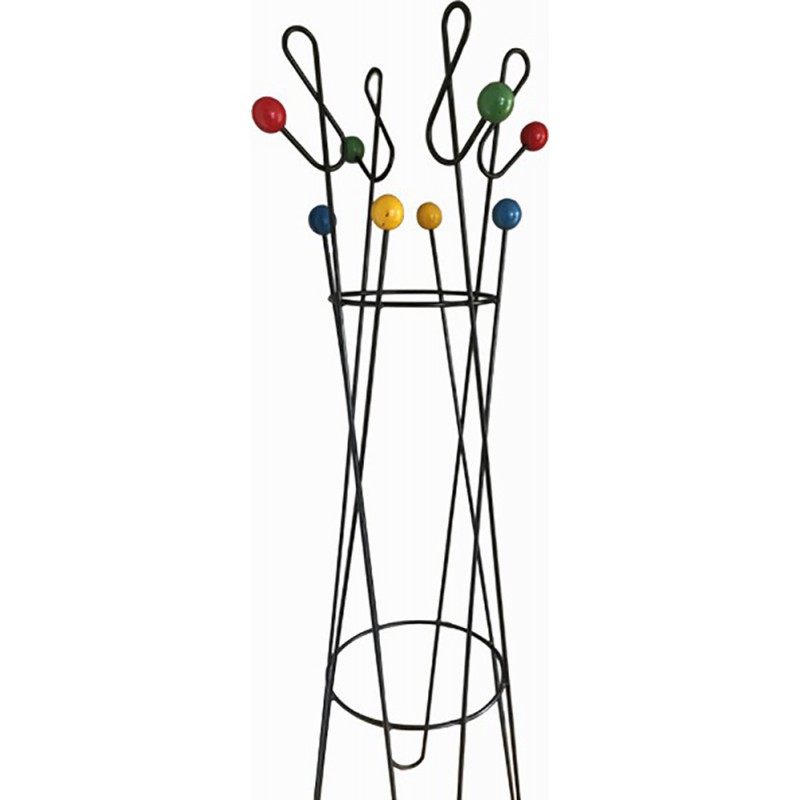 800x800 de sol coat rack in steel and wood, roger feraud