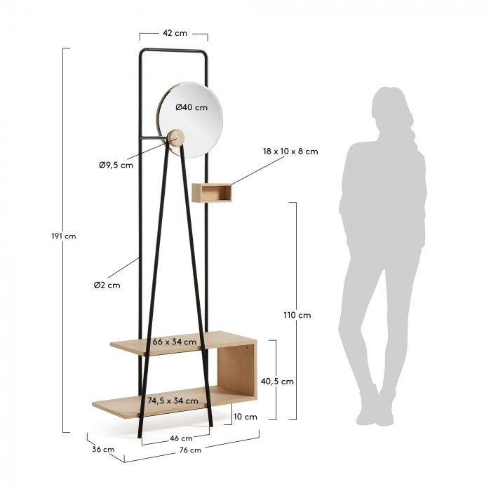 700x700 Coat Rack Nostalgic Metal Structure And Ash Wood Plating