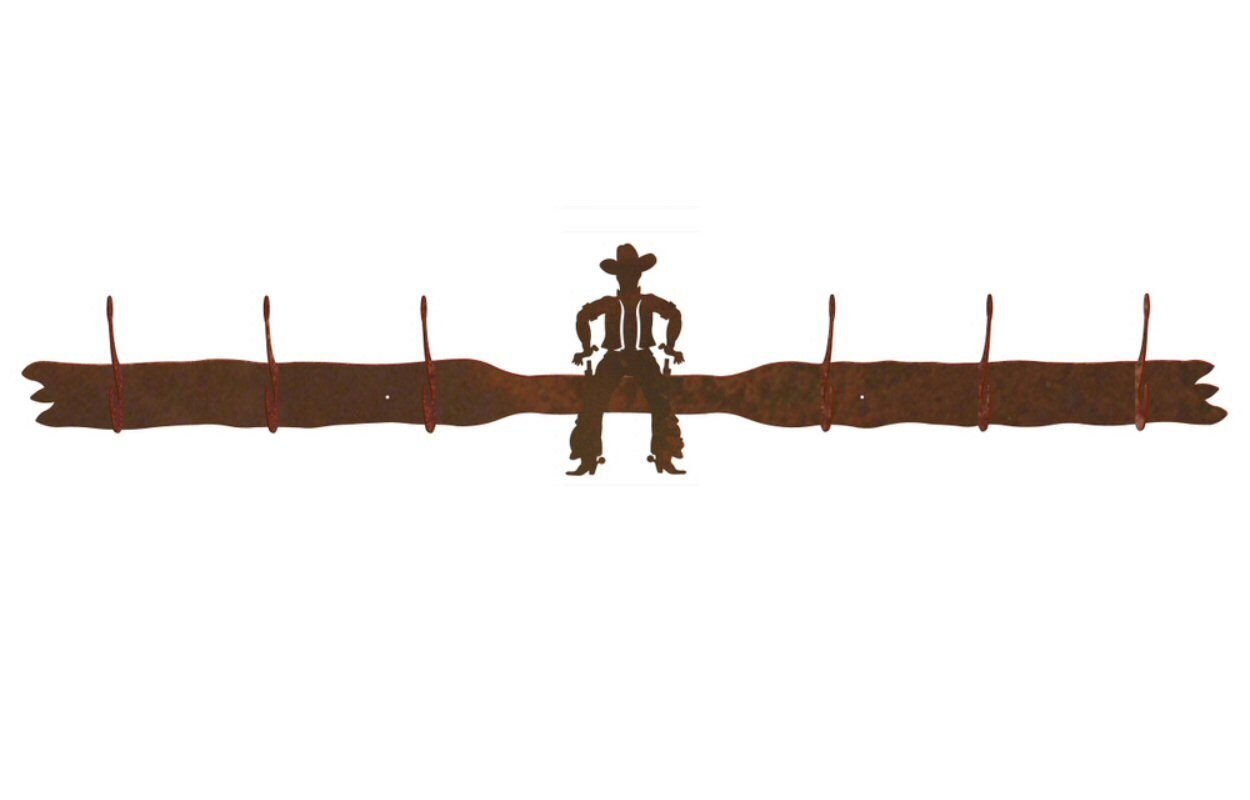 1250x800 Cowboy Drawing Pistol Six Hook Metal Wall Coat Rack