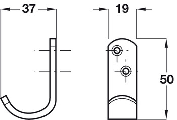 350x238 coat hook, aluminium, x mm