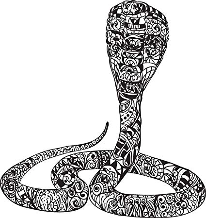 425x449 Black And White Tribal Print Cobra Snake Drawing Vinyl
