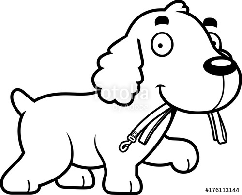 500x402 cartoon cocker spaniel leash stock image and royalty free vector