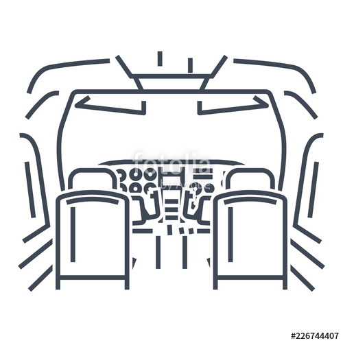 500x500 Thin Line Icon Interior Of Cockpit Private Airplane Stock Image