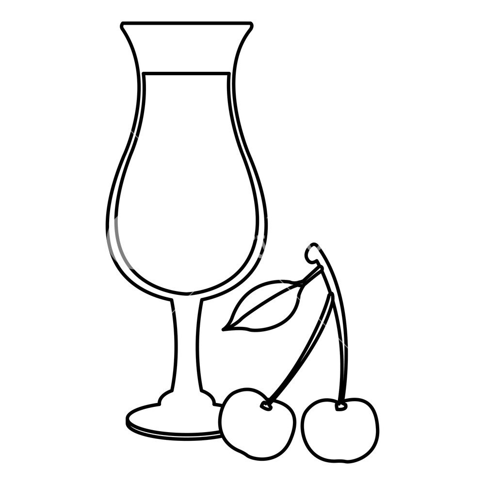 1000x1000 Cocktail With Cherries Drawing In White Background Vector