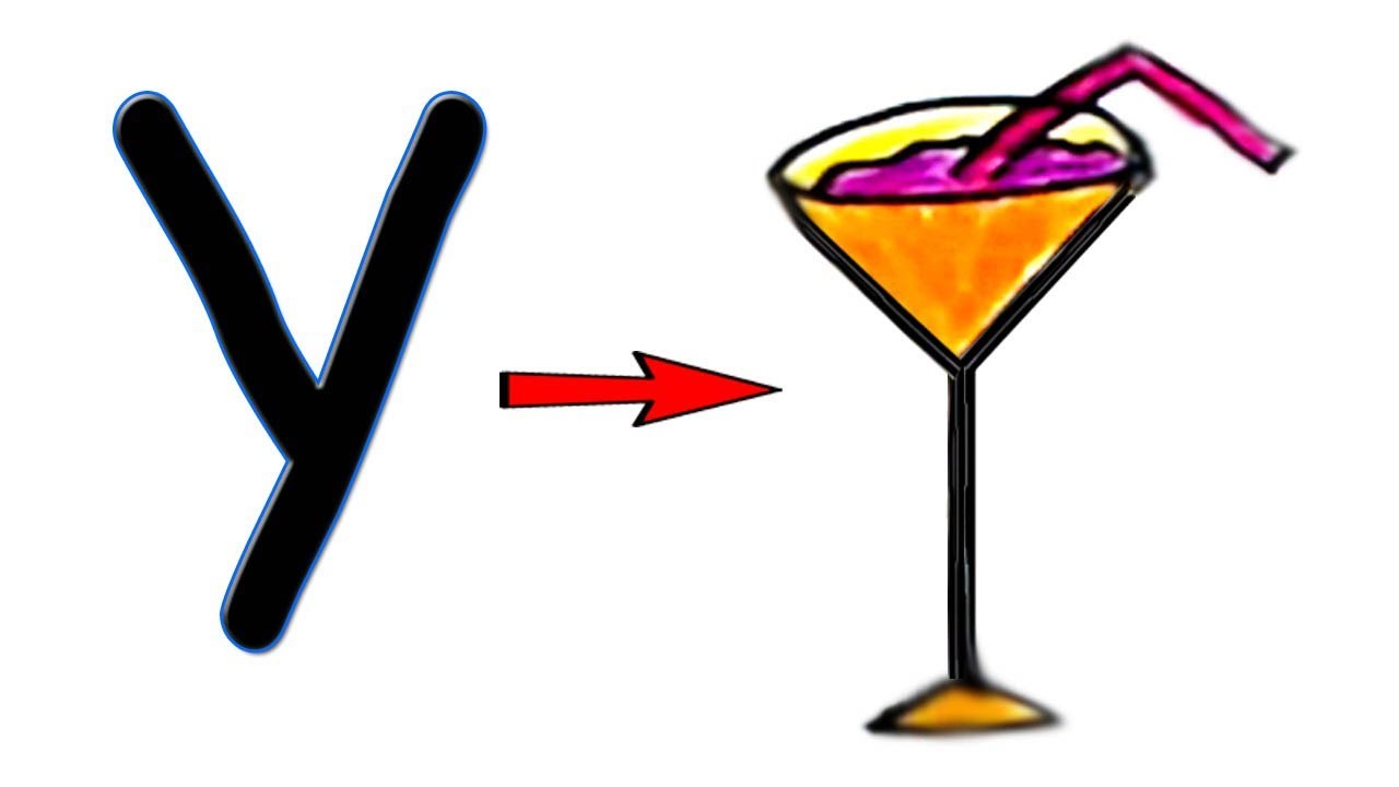 1280x720 How To Draw Colorful Juice Glass From Letter Y