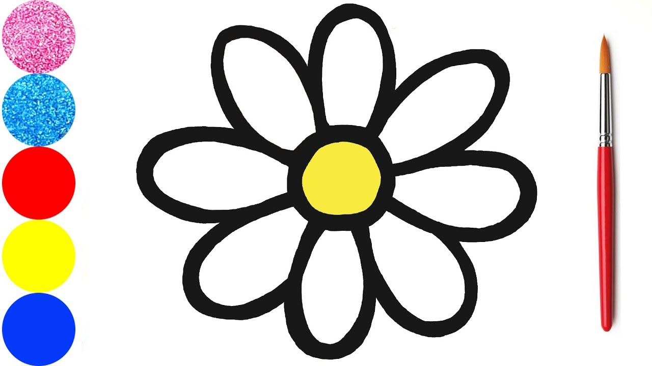 1280x720 Glitter Flower Coloring And Drawing Painting Learn Colors