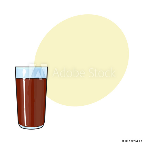 500x500 Side View Drawing Of Chocolate Milk, Cocoa Glass, Sketch Vector