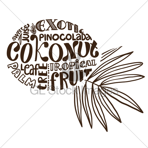 500x500 Coconut Tag Hand Drawing Gl Stock Images