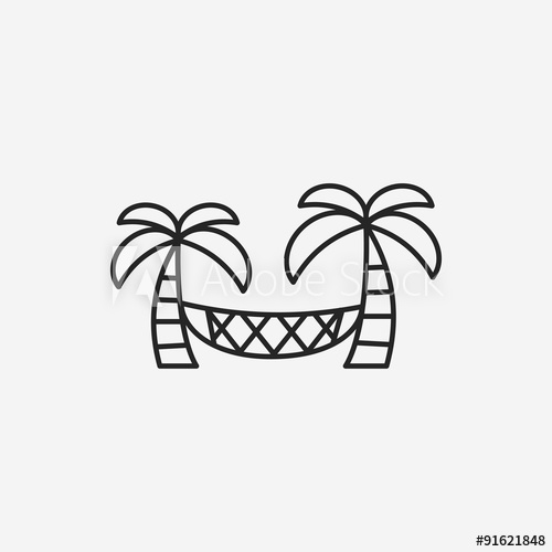 500x500 Coconut Tree Hammock Line Icon